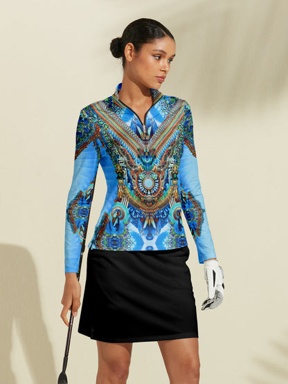 Pretty Feminine Silky Golf Shirt Quarterzip UPF50+